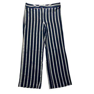 Ann Taylor Factory Womens Striped Navy & White Wide-Leg Pants Size 12 #7044